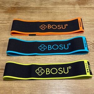 BOSU FABRIC RESISTANCE BANDS 3 PACK BRIGHT ORANGE/BLUE/YELLOW